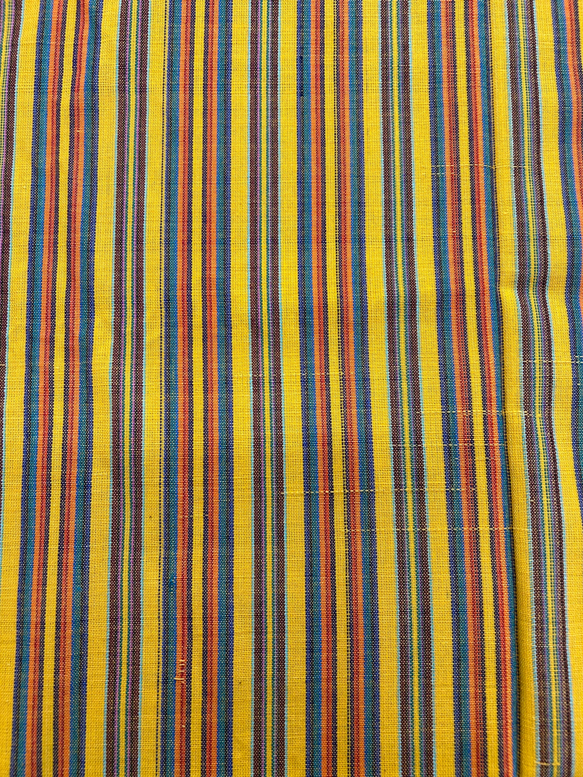 Guatemalan Woven Cotton - Yellow Multi-Colored Stripe