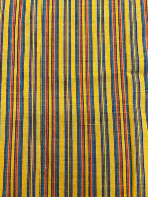 Guatemalan Woven Cotton - Yellow Multi-Colored Stripe