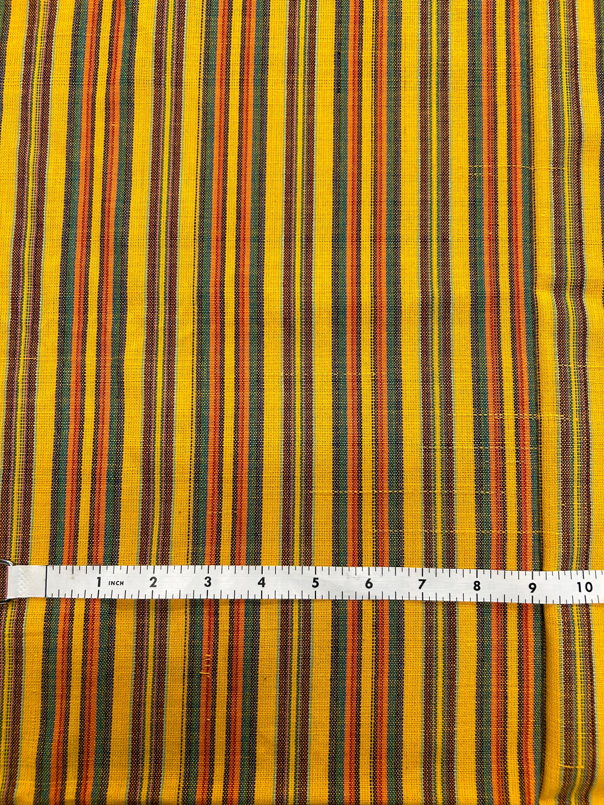 Guatemalan Woven Cotton - Yellow Multi-Colored Stripe