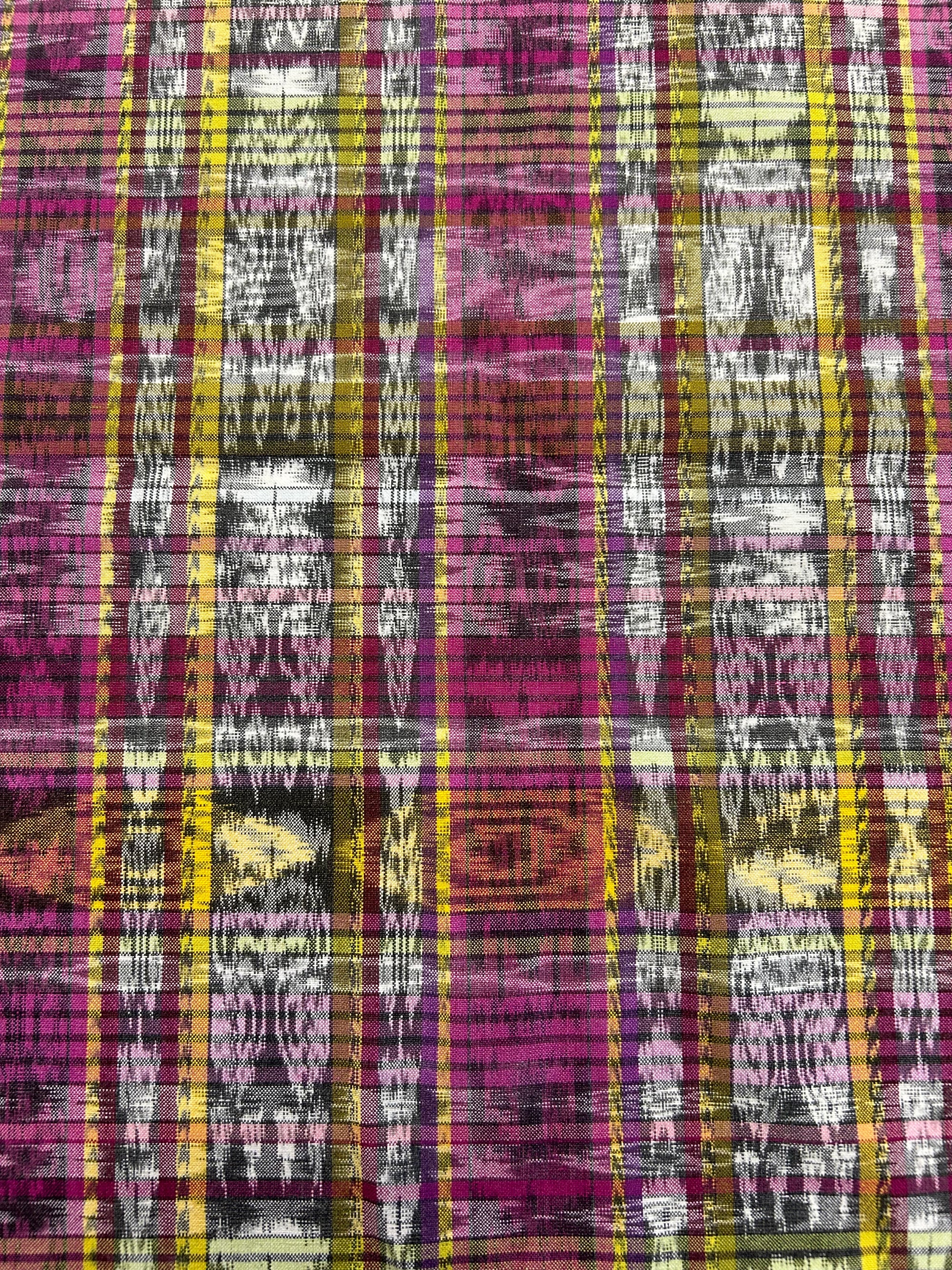 Guatemalan Cotton Ikat - Purple & Yellow Maze