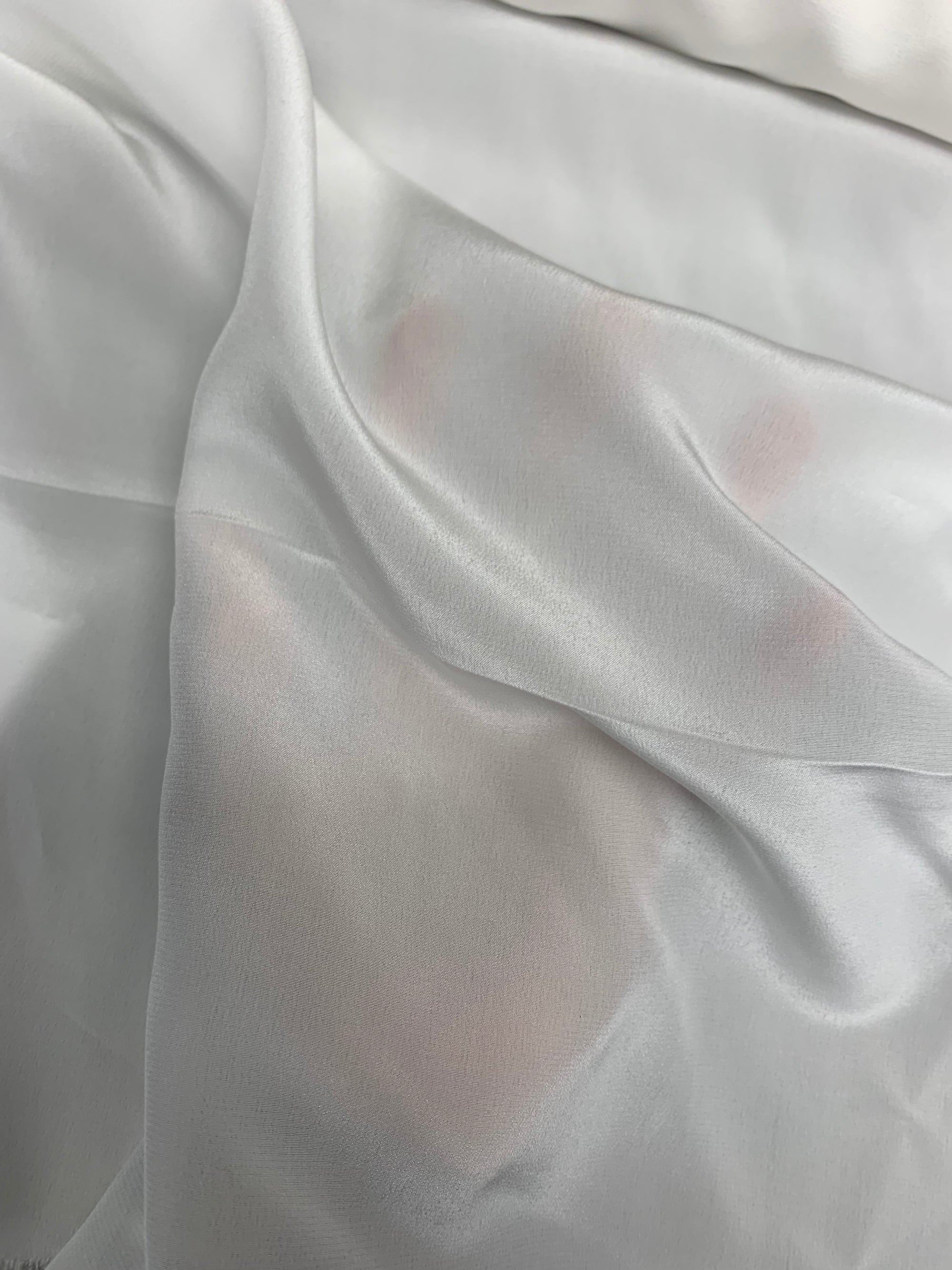 white silk crepe  de chine fabric sheer